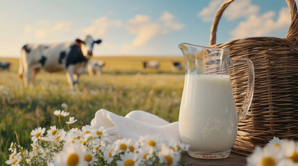 Jar with milk.