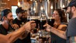© Evon J - Friends enjoying craft beer at a brewery gathering celebration International Stout Day