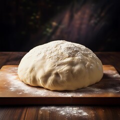 fresh dough on a wooden board ready for baking