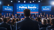 © Anastasia - 'Polling Results' background of supporters at party gatherings awaiting results.