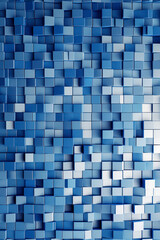 Wall Mural - vertical gradient blue background. geometric texture of light-dark blue squares.
