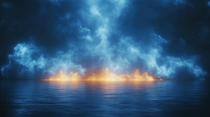 Wall Mural - Fire on Water created with Generative AI Technology, ai, generative