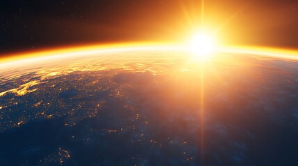 Wall Mural - sunrise over earth from space abstract gradient background with copy space