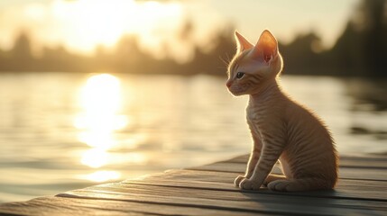 Wall Mural - Kitten Sunset Dock.