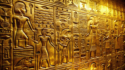 Wall Mural - Dramatic Hieroglyphic Golden Surface Texture