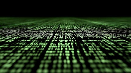 Green Code on Black Background Minimalist White Background with Space for Text