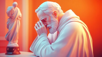 serene prayer: a priest's devotion in warm light