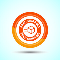 Free shipping icon design illustration, Free delivery icon, Yellow Shadow Button Design