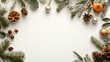 © VERTEX SPACE - Festive Christmas decorations frame blank space, featuring pinecones, ornaments, and greenery, creating warm and inviting holiday atmosphere