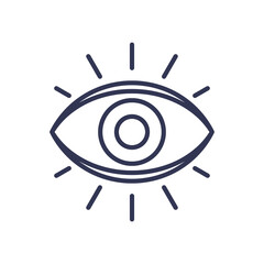 Wall Mural - minimalist eye symbol with radiating lines, representing vision and insight.