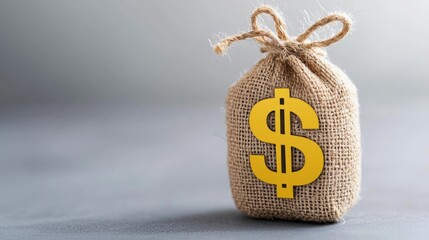 Minimalist Dollar Sign on Burlap Bag