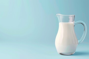 Farm dairy products concept with milk on blue background.