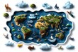 © Thanyarat - a 2D cartoon illustration of a globe showing continents and oceans for geography class educational and engaging white background