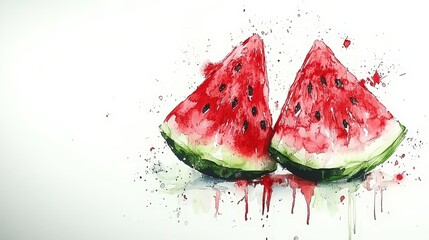 illustration of two watermelon slices with graphic design on a white background