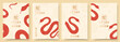 © Yaran - Set of Chinese New Year flyers. Vector illustration with silhouettes of snakes and asian symbols. Templates of cover, card, poster. Lunar New Year concept. Translation of hieroglyphs: Happy New Year