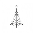 © Tino - A minimalist line art icon of christmas tree, black outline on a white background, no detail