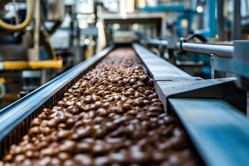 Leinwandbilder - Industrial Process with Conveyor Belt and Goods