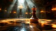 © Kenny Parker - Fallen king piece on chessboard with intense lighting symbolizing strategic intensity