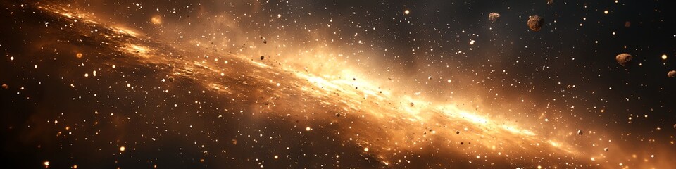 Wall Mural - a space scene with a bright yellow line and lots of stars. the stars are scattered throughout the im