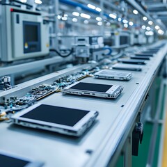 Leinwandbilder - Manufacturing Process of Electronic Devices in Factory