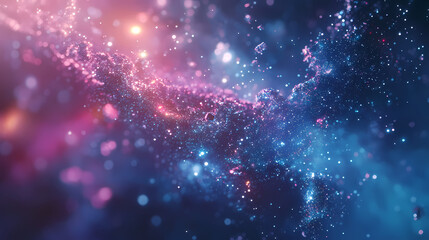 Wall Mural - Cosmic voyage - close-up of futuristic space scene with nebulae, stars, and spaceship, copy space on right. Space Opera Scene. Illustration