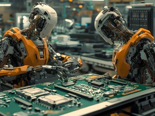 Aufkleber - Robots Participating in Advanced Electronics Process