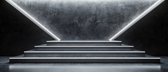 Canvas Print - a staircase with a dark grey wall in the background
