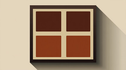 Wall Mural - minimalist vector illustration of square with four brown sections, showcasing modern design. simplic