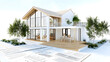 © Pangsiri - Modern house design with loan application documents and investment plans