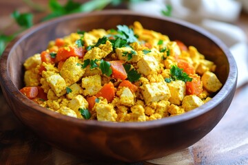 Wall Mural - Vegetable stir fried tofu scramble with turmeric and nutritional yeast