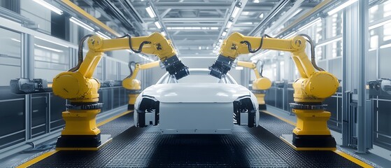 Aufkleber - Modern Robotic Manufacturing Process in Automotive Industry