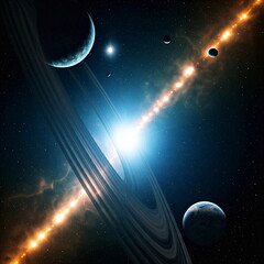 A breathtaking view of a distant planetary system. AI generated