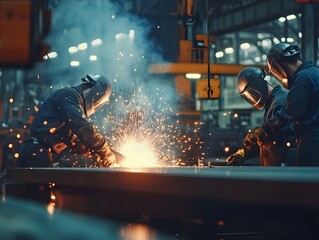 Poster - Industrial Workers Engaged in Welding Process