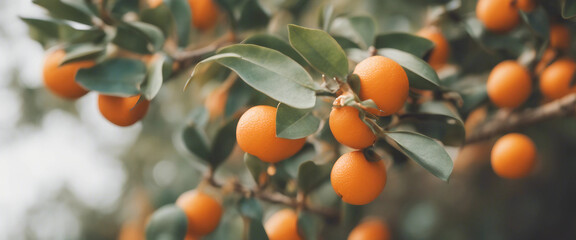 Orange plant branch with fruit