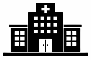 Wall Mural - Hospital building silhouette vector, Hospital icon symbol