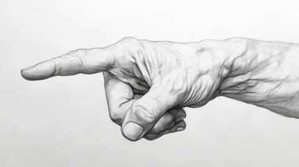 Wall Mural - A hand showing the  sign, outline illustration black and white.
