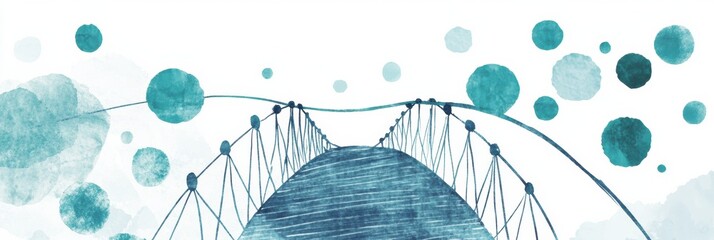 Aufkleber - The artwork features a creatively stylized bridge with flowing lines and playful colors, suggesting a tranquil environment and connection. Generative AI
