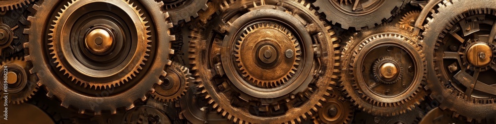 Steampunk Gears Intricate Bronze and Copper Interlocking Mechanism ...