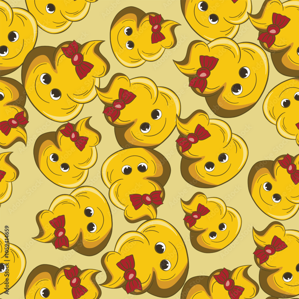 Caca Texture Seamless pattern with kawaii poop on white background. Cartoon poo ...