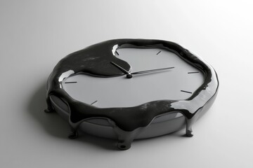 Aufkleber - The clock, with its melting hands, evokes the concept of time slipping away, creating a thought-provoking visual experience in modern design. Generative AI