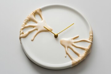 Aufkleber - This artistic clock showcases hands that appear to melt, symbolizing the fluid and fleeting nature of time in a creative design. Generative AI