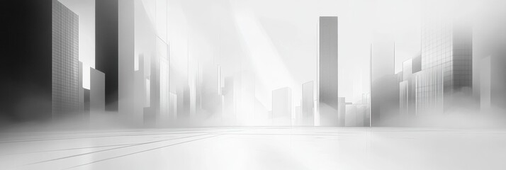 Poster - A futuristic city skyline features geometric shapes and clean lines, reflecting a minimalist design that embodies urban innovation. Generative AI