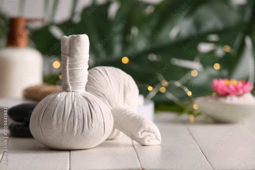 Spa herbal bags on table