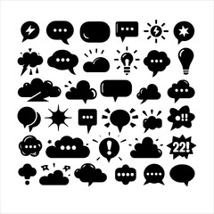 Set of speech bubbles silhouette vector. Speech bubbles vector illustration.