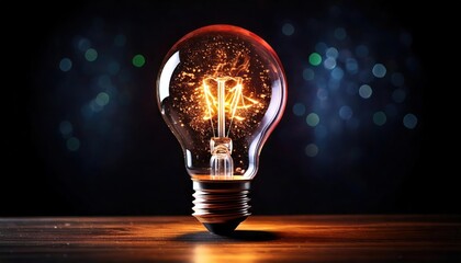 A light bulb with a complex digital network inside against a dark technological background. Artificial intelligence and Innovative technology concept.