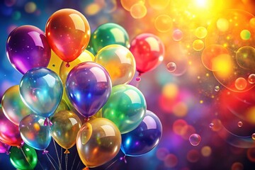 Vibrant Color Spectrum of Bright Light Balloons and Bubbles for Festive Celebrations, Joyful Events, and Colorful Backgrounds