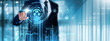 © Shevon - Customer Support: Businessman touches customer support analyzing graph feedback trends, response times, customer satisfaction, issue resolution, service quality, interaction history, team performance