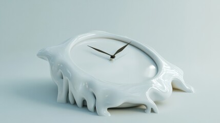 Aufkleber - A unique clock showcases melting hands, illustrating the fluidity and distortion of time against a clean, modern backdrop. Generative AI