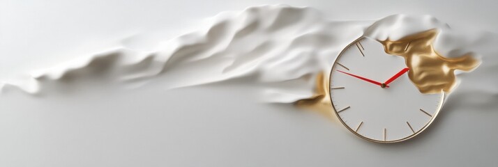 Aufkleber - The melting clock symbolizes the fluid passage of time against a smooth, abstract backdrop, creating a thought-provoking visual effect. Generative AI