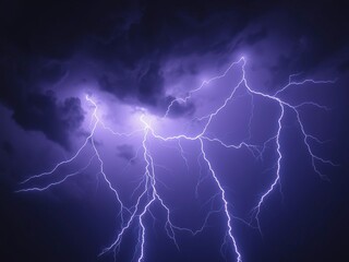 Wall Mural - vibrant lightning bolts set against a dark, stormy sky creating a dramatic background image, atmosph